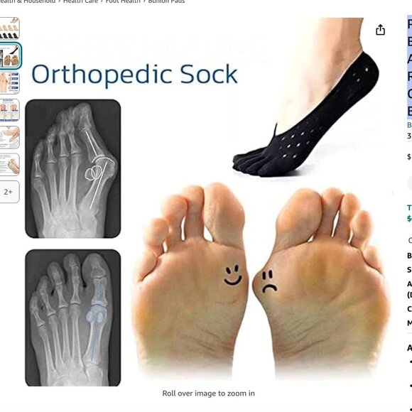 4 PAIRS Bunion Corrector Split Toe Orthopedic Compression Bunions Socks NWT - Picture 2 of 8